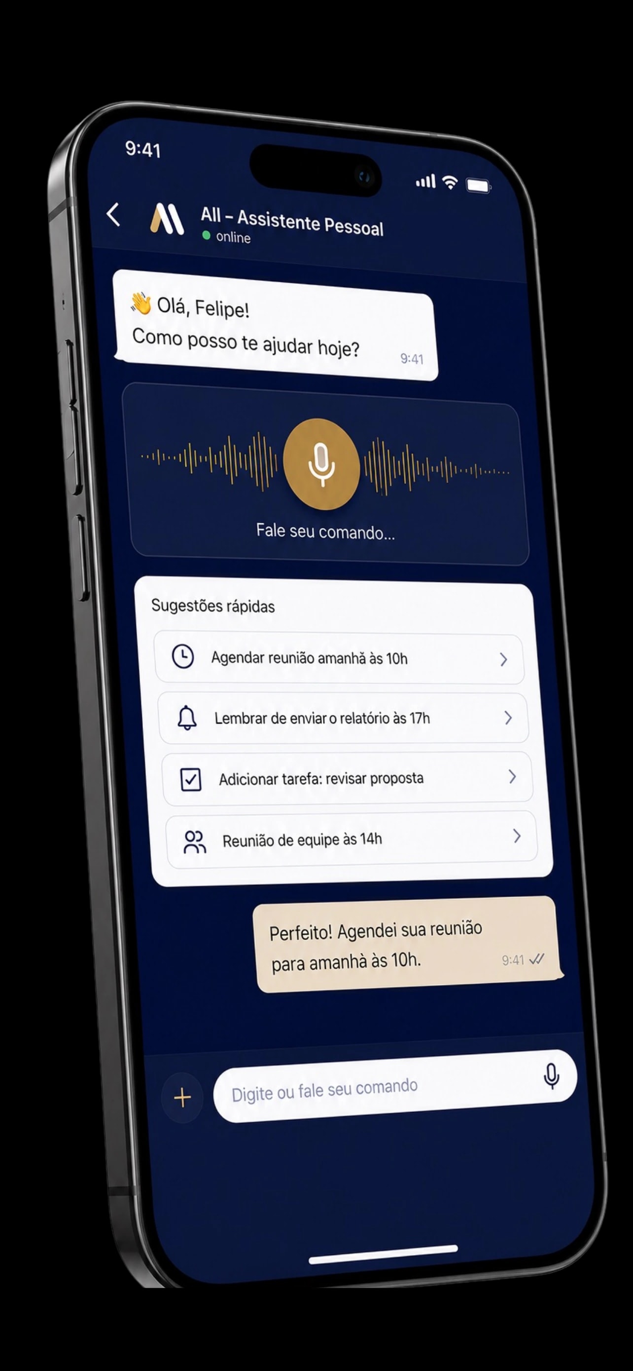 App ALL — assistente de IA por chat, com entendimento completo da sua situação financeira