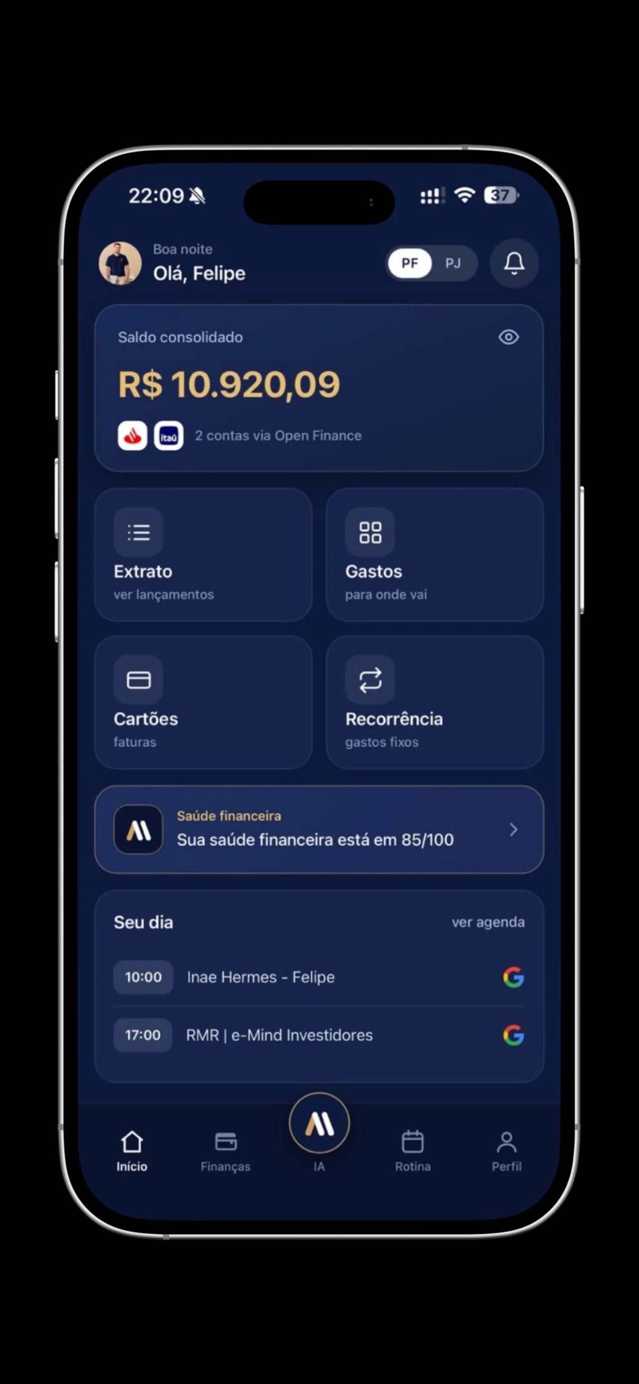App ALL no celular — em sincronia com o portal